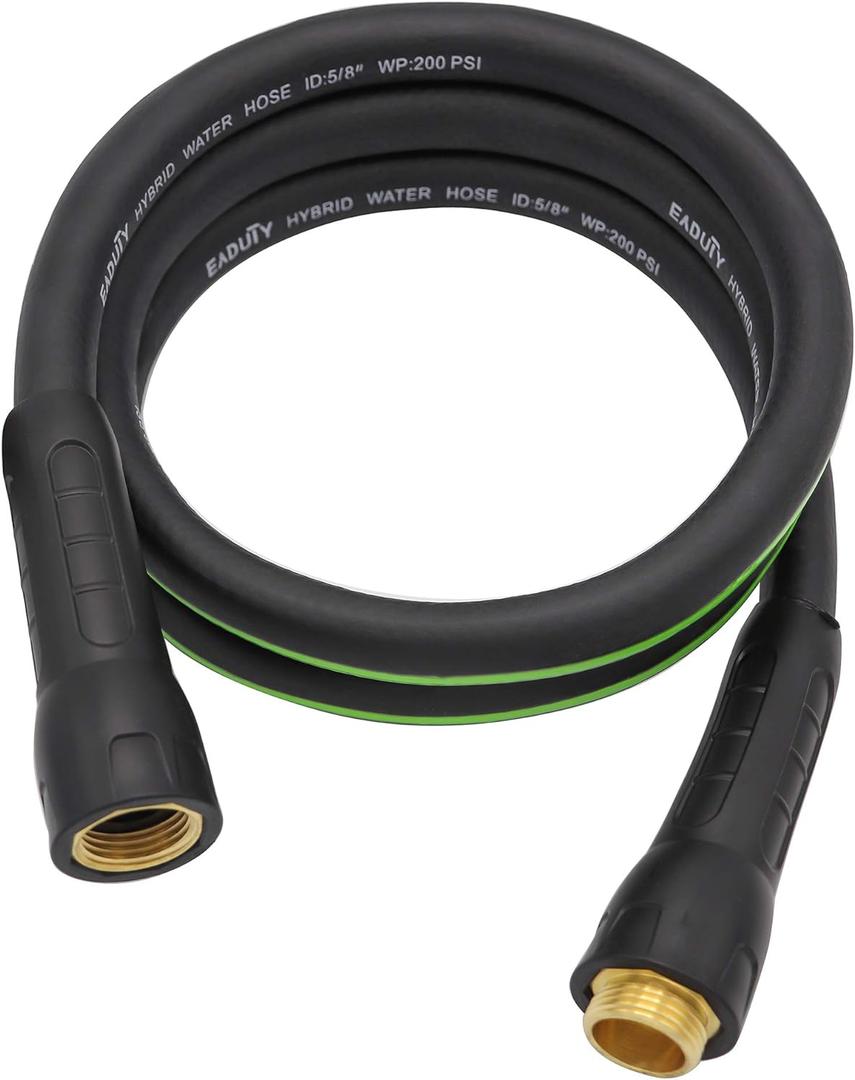 Hybrid Lead In Garden Hose 5/8 IN. x 6 FT, Heavy Duty, Lightweight, Flexible with Rotatable Grip Handle and Solid Brass Fittings