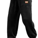 JMIERR Mens Corduroy Joggers Pants Casual Cargo Pants Drawstring Elastic Waist Baggy Tapered Sweatpants with Pockets (Large, Black)