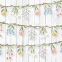 Cheerland Flower Banner Wildflower Garland for Enchanted Garden Party Woodland Theme Picnic Wedding Baby Shower Bloom Birthday Fairy Tale Tea Party Supplies Girl Party Decorations 2pcs
