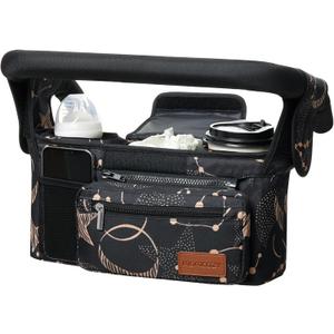 Momcozy Universal Baby Stroller Organizer, 2 Insulated Cup Holder, Detachable Zippered Pocket, Adjustable Shoulder Strap, Large capacity for baby essentials, Compact Design Fits Any Strollers (Starry)