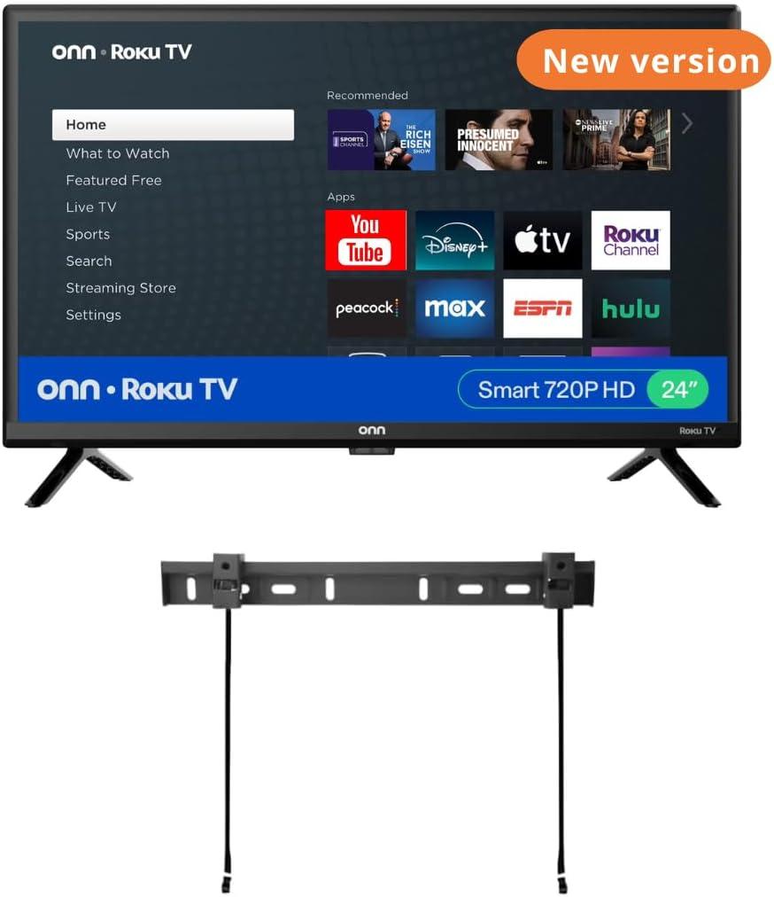 ONN 24-Inch Class HD 720p Smart TV + Free Wall Mount with Wi-Fi Connectivity and Mobile App | Flat Screen TV | Compatible with Home Kit | Alexa and Google Assistant 