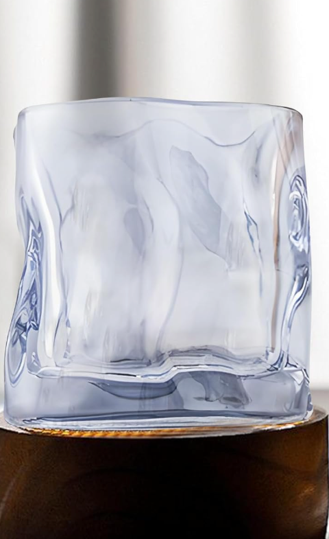 Set of 4 Stemless Wine Glasses,8oz Irregular Glass Cups for Whiskey, Scotch, Cocktails - Unique Glassware for Home, Bar, and Parties - Old Fashioned Glasses