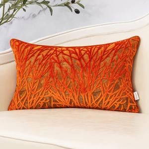 Yangest Orange Throw Pillow Cover Velvet Cushion Cover Branches Rectangular Pillowcase for Sofa Couch Bedroom Living Room, 12x20 Inch (20" x 12" (Pack of 1))