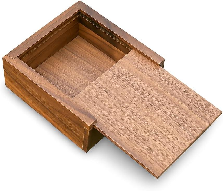 3.7" x 3.7" x 1.6" Inch Walnut Jewelry Box for Rings, Earrings, Keepsakes | Wedding Gift, Elegant Present | Handcrafted Wood Box