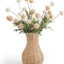 Ctosree Small Wicker Vase for Flowers, 8 Inch Lightweight Woven Farmhouse Boho Tabletop Vase, Rustic Style Decorative Basket for Living Room Shelf Centerpiece Entryway
