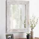 Mirrors for Wall Rustic Wooden Frame Rectangle Mirror Vintage Hanging Mirror for Bedroom Bathroom Living Room Farmhouse Wall Decor White Large 20" x 16 "