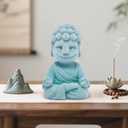 2 x Hodao Calming Yoga Buddha Statue - Meditation Desk Decor for Office Table, Zen Home Room Table Sculpture Decoration, Mindfulness Gifts for Yoga Lovers, Serene Shelf & Bookshelf Accent (Blue-2)