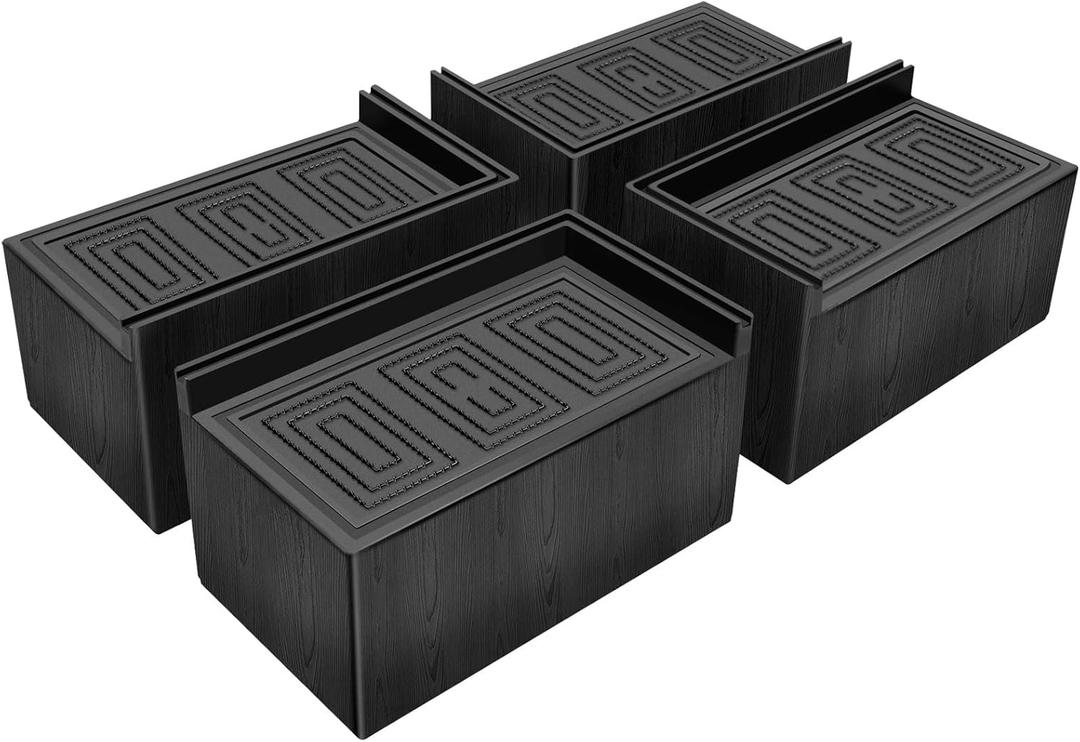ANNKUT Bed Risers 3 Inch Heavy Duty,Oversized Couch Risers, Extra Wide Furniture Risers for Sofa Table Desk Headboard Chair Lifting,Rectangular Risering Blocks Support 11000 lbs(4 Pack Black)
