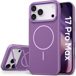 Vihibii for iPhone 17 Pro Max Case, [Compatible with Magsafe], Invisible Camera Stand, Military-Grade Protection, Fade-Resistant Slim Glow Stylish Phone Cover Case for 17 Pro Max, 6.9" 2025, Purple