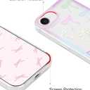 Jusy Compatible with iPhone 7/8/SE Bow Phone Case, Cute Clear Ribbon Bowknot Pattern Aesthetic Soft TPU Transparent Cases - Colorful