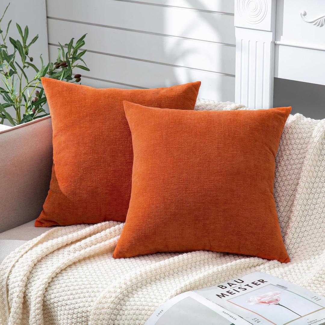 GAWAMAY Decorative Square 16x16 Inch Throw Pillow Covers Set of 2, Super Soft Chenille Pillows Farmhouse Fall Pillowcase for Living Room Bedroom Sofa Couch Cushion Cover Burnt Orange 40x40cm GAWAMAY Decorative Square 16x16 Inch Throw Pillow Covers Set of 2, Super Soft Chenille Pillows Farmhouse Fall Pillowcase for Living Room Bedroom Sofa Couch Cushion Cover Burnt Orange 40x40cm
