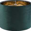 Green Velvet Lampshades Set of 1 Large Drum Lamp Shade 16" Top x 16" Bottom x 12" High (Spider) Modern Lamp Shade - Ideal for Table & Floor Lamps - Lampshades Replacement - By GO&SO