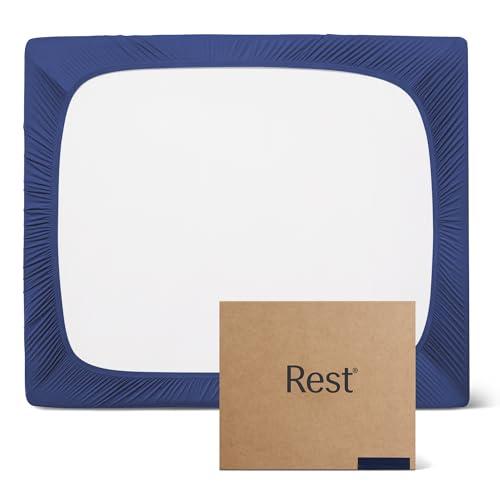 REST® Evercool®+ Fitted Sheet, Queen Size, Midnight Blue, 15" Deep (up to 18’’), Breathable Bedding for Hot Sleeper and Night Sweats, Bed Sheet with Ionic+ Self-Cleaning Silver Yarn for Sensitive Skin