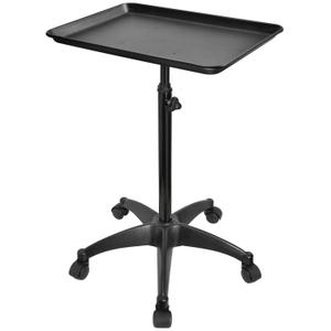 JOSTZHXIN Salon Rolling Tray, Premium Aluminum Tattoo Tray Rolling Cart, Height Adjustable Styling Tray, Service Storage Tray Trolley for Beauty Salon Clinic Spa (Black Upgrade)