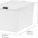 IRIS USA 132 Qt Stackable Plastic Storage Bins with Lids, 1 Pack - BPA-Free, See-Through Organizing Solution, Latches, Durable Nestable Containers, Secure Pull Handle, Made in USA - Clear