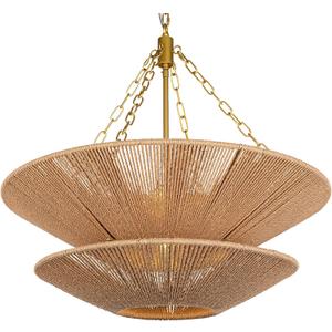 Wellmet Boho Chandelier Light Fixture 30 Inch, Farmhouse Rattan Pendant Light for Dining Room, Rustic Round Chandeliers for Living Room, Bedroom, Kitchen Island