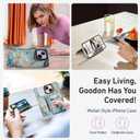 Goodon for iPhone 13 Case Wallet - Flip Folio Leather Cover with Trendy Floral Design, 3 Card Slots & Kickstand Function, Stylish Protective Phone Case for Women and Girls - Teal Gold Marble