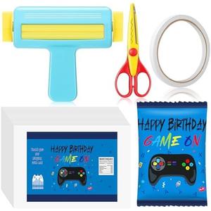 Gilprop Paper Crimper, Pinking Shears, 30 Sheets Game Glossy Thin Inkjet Paper, Double Sided Tape for Crafts Birthday Party Supplies for Chip Bag Making