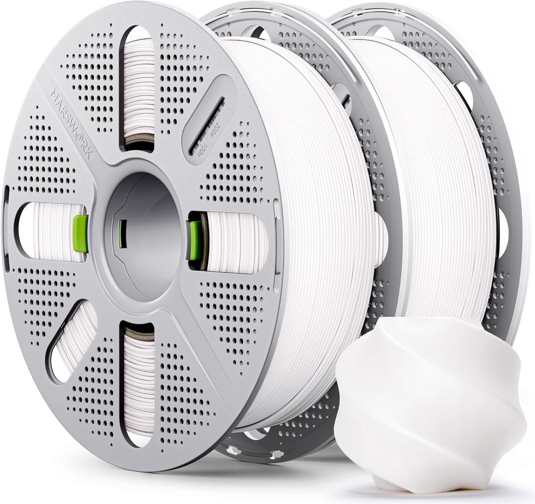 PLA Basic, Pre-Dried Filament with Quick-Swap Reusable Spool 2kg (4.4lbs), 1.75mm 3D Printing Filament, Compatible with Bambu Lab 3D Printers White + White