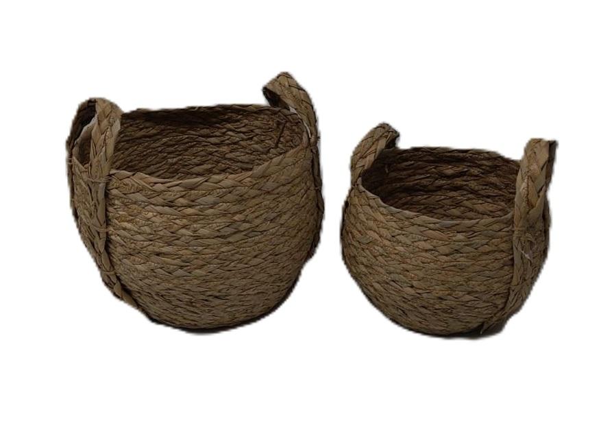 Round Woven Water Hyacinth Handles (Set of 2 Sizes) Basket Set