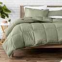 KASENTEX King Size Comforter Set 3 Piece,Seersucker Breathable Fabric,Lightweight Fluffy Down Alternative,Box Stitch Quilting, All Season Machine Washable with 2 Pillow Shams,Sage Green