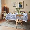 Rectangle Tablecloth - 60 x 84 Inch Blue Floral Rustic Tablecloth Classic French Country Printed Table Cover for Farmhouse Decoration, Suitable for Home, Kitchen Dining