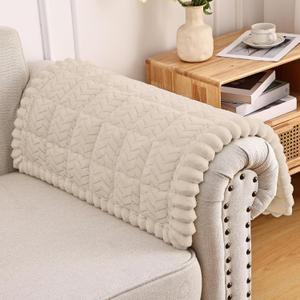 Smiry Non Slip Couch Armrest Covers for Dogs, Fuzzy Pet Couch Arm Covers for Sofa Pet Friendly, Soft Sofa Slipcovers Recliner Chair Arm Protector Washable (Apricot, 27.6" x 27.6")