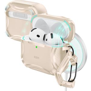 ESR for AirPods 4 Case, Compatible with AirPods 4th Generation Case (2024), Compatible with MagSafe, Powerful Drop Protection, Magnetic Lid, Cyber Series, Desert Titanium
