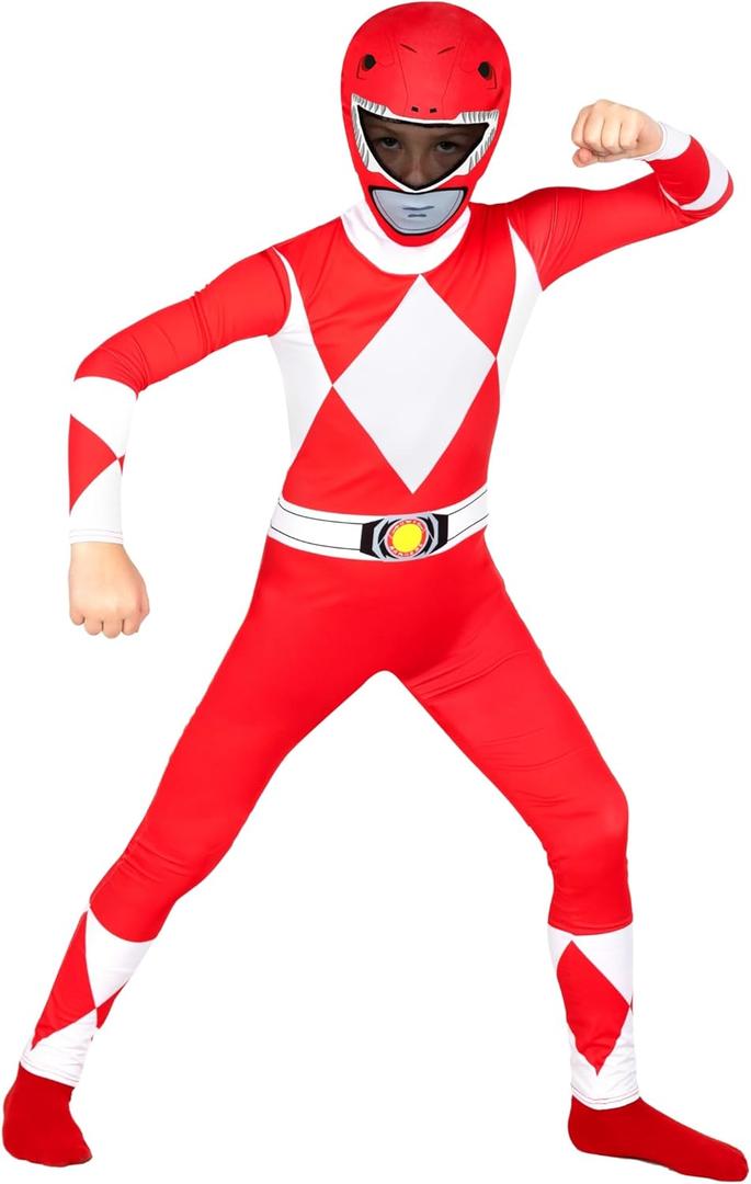 Morphsuits Red Mighty Morphin Power Rangers Costume Kids, Power Rangers Kids, Boys Halloween Costume (Medium)