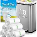 10 Gallon 300 Counts Medium Trash Bags Tall Kitchen Garbage Bags by Teivio, 9 Gallon 10 Gallon 11 Gallon,Bathroom Trash Can Bin Liners, Intended for Home,Plastic Bags for office kitchen, Clear