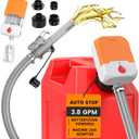 Fuel Transfer Pump with Auto-Stop,3.8 GPM Flow, 51'' Heavy Duty PVC Hose, Battery or USB Powered Gas Can Pump with 4 Can Adapters, No Spill Sensor, Portable Fuel Pump for Oil, Diesel, Gasoline