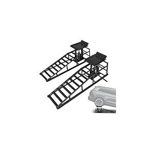 2 Pack Hydraulic Car Ramps 5t, Car Ramps High Lift 10000lbs, Cars Lift Service Ramp Height 9"-14.2", Heavy Duty Steel Auto Ramp for Changing Oil for Maintenance, Black
