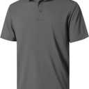 NIASHOT Polo Shirts for Men Summer Short Sleeve Golf Polos Quick-Dry Moisture Wicking T-Shirts Fashion Clothes Mens Gifts (Large, 1-deepgrey)
