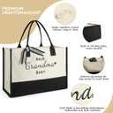 TRSODD Mothers Day Gifts for Grandma Gigi Birthday Gifts for Women Canvas Embroidered Tote Bag and Makeup Bag (Best Grandma Ever-2)