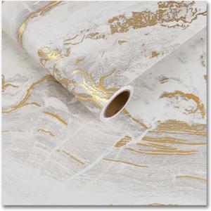 CRE8TIVE Large Size 24"x354" Matte Beige Gold Marble Wallpaper Peel and Stick Marble Contact Paper for Cabinets Countertops Removable Self Adhesive Waterproof Vinyl Roll for Bathroom Furniture Walls