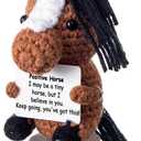 Seenelling Positive Horse Crochet Gifts for Women Men Easter Handmade Emotional Animal Cute Birthday Gift Inspirational Knitted Toy with Card for Graduation Anniversary Lover Wedding Coworker