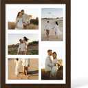 11x14 Picture Frame - 11 x 14 Photo Frame Made of Solid Oak Wood and Real Glass,Display Picture 5 Opening 4x6 with Mat or 11x14 Without Mat for Wall & Tabletop(Color Walnut)