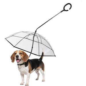 Dog Umbrella for Small Dogs Clear Walking Umbrella with Adjustable Leash