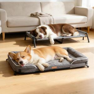 Lekereise Cooling Elevated Dog Bed for Large Dogs, Portable Indoor & Outdoor Raised Dog Bed with Breathable Mesh,Pet Hammock Cots with Removable Dog Beds