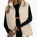 EVALESS Corduroy Puffer Vest for Women Lightweight Stand Collar Sleeveless Jackets Zip Up Clothes Fashion 2025, Medium