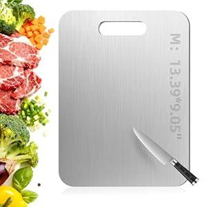 Tavano Titanium Cutting Board, 100% Pure Titanium Cutting Boards for Kitchen, Double-side Cutting Board for Vegetables, Meat, Fruits, Easy to Store and Clean(M)