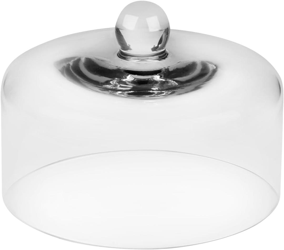 8" Wide Handmade Sturdy Glass Cake Dome, Cake Cover Lid, Cake Stand Topper, Glass Dome Cloche, Glasss Cloche (8"x5.5")