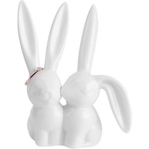 heart & home Ring Holder, Ceramic Bunny Ring Holder for Jewelry Wedding Engagement Ring Holder,White