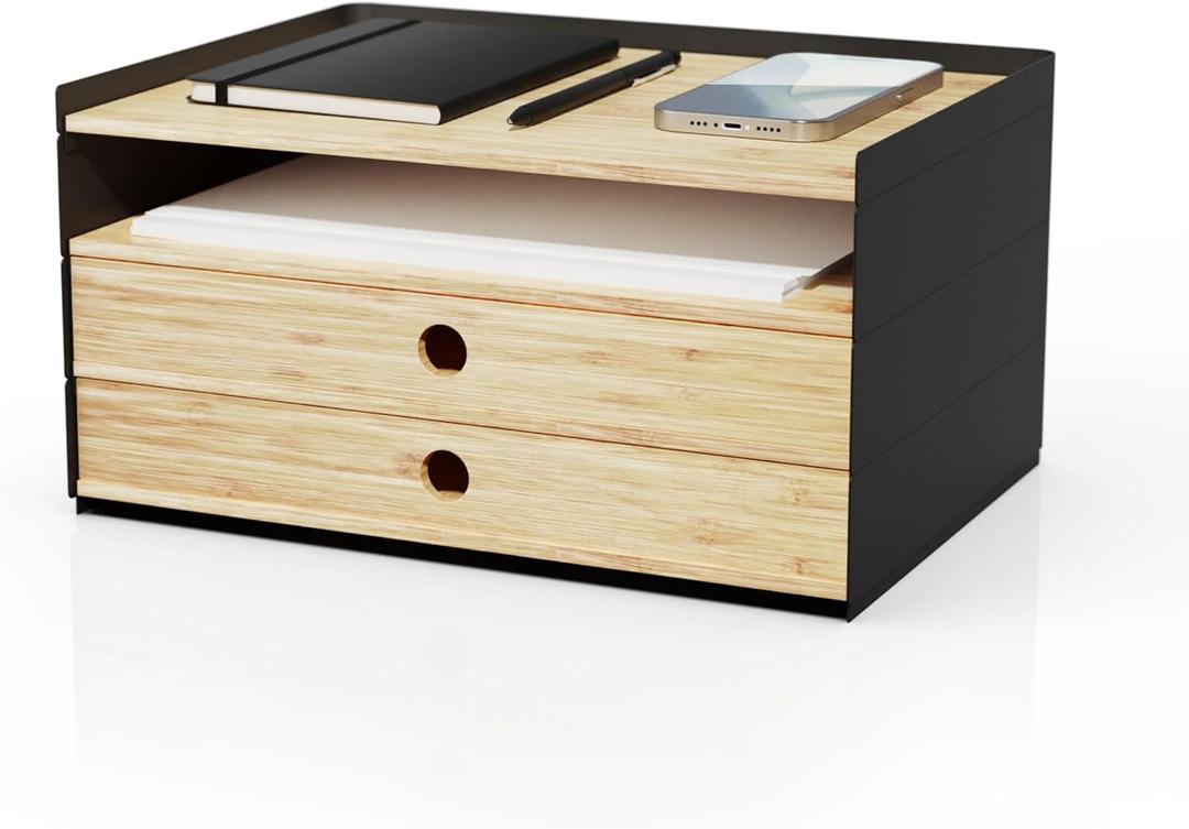 Prosumer's Choice Desk Organizer, Black, 3-tier, Wood, Ideal Solution and Size for Clean Desktop Setup, Suitable Small Drawers Organizer Storage - Dimensions: 6.6x12.6x9.4