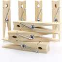 6 Inch Clothespins, Wood Clips for DIY Craft, Bathroom or Laundry Room Decoration, 12 pcs