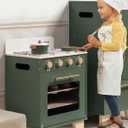 ROBUD Vintage Wooden Toy Kitchen Oven for Kids, Pretend Play Oven with Push-Pull Baking Tray, Realistic Sound Effects, Ideal Gift for 3+ Years Old Grils and Boys