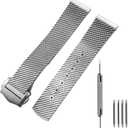 20mm Metal Watch Band, compatible with Omega Seamaster Diver 300mm Watch - Titanium Deployment Clasp - 20 Mesh Bracelet/Strap for men