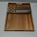 Acacia Wood Serving Tray with Handles (17 Inches)  Decorative Serving Trays Platter for Breakfast in Bed, Lunch, Dinner, Appetizers, Patio, Ottoman, Coffee Table, BBQ, Party Great for Lap &Couch