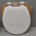 Mayfair Linden Slow Close Toilet Seat, Non Slip Heavy Duty Wood, Easy Install, Round, White
