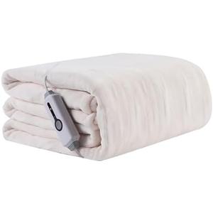 Electric Heated Blanket 50x60, Soft Coral Fleece with 4 Heating Levels and 10 Hours Auto-Off, Machine Washable, Cozy Plush Fabric for Home, White